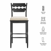 Jax Oak Wood Bar Stool With Wavy Razor Back and Cushion