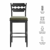 Jax Oak Wood Bar Stool With Wavy Razor Back and Cushion