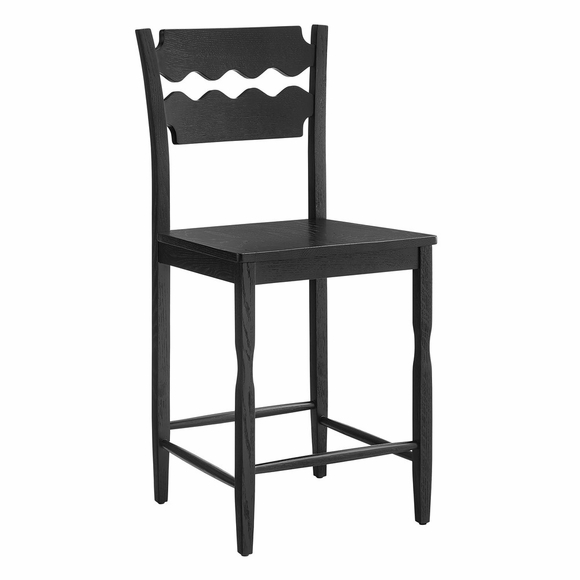 Jax Oak Wood Counter Stool With Wavy Razor Back