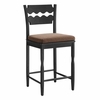 Jax Oak Wood Counter Stool With Wavy Razor Back and Cushion