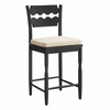 Jax Oak Wood Counter Stool With Wavy Razor Back and Cushion