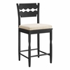 Jax Oak Wood Counter Stool With Wavy Razor Back and Cushion