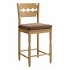 Jax Oak Wood Counter Stool With Wavy Razor Back and Cushion