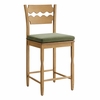 Jax Oak Wood Counter Stool With Wavy Razor Back and Cushion