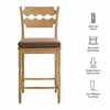 Jax Oak Wood Counter Stool With Wavy Razor Back and Cushion