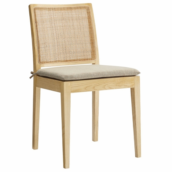 Jax Oak Wood Dining Chair With Wavy Razor Back and Cushion
