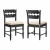 Jax Oak Wood Dining Chair With Wavy Razor Back and Cushion Set of 2