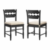 Jax Oak Wood Dining Chair With Wavy Razor Back and Cushion Set of 2