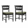 Jax Oak Wood Dining Chair With Wavy Razor Back and Cushion Set of 2