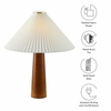 Jessica Wooden Base Table Lamp With Pleated Fabric Shade in Walnut