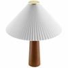 Jessica Wooden Base Table Lamp With Pleated Fabric Shade in Walnut