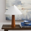Jessica Wooden Base Table Lamp With Pleated Fabric Shade in Walnut