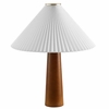Jessica Wooden Base Table Lamp With Pleated Fabric Shade in Walnut