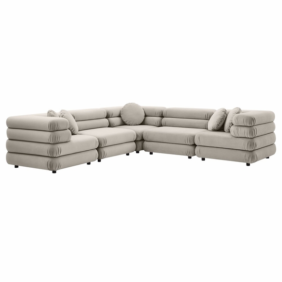 Jubilee 5-Piece Modular Performance Velvet Sectional Sofa
