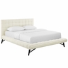 Julia Queen Biscuit Tufted Upholstered Fabric Platform Bed