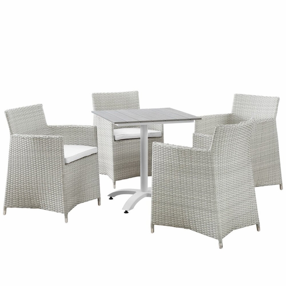 Junction 5 Piece Outdoor Patio Dining Set in Gray White