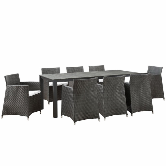 Junction 9 Piece Outdoor Patio Dining Set in Brown White