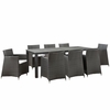 Junction 9 Piece Outdoor Patio Dining Set in Brown White