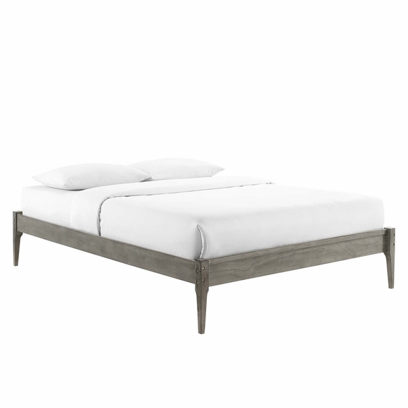 June Queen Wood Platform Bed Frame in Gray