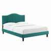 Juniper Channel Tufted Performance Velvet Full Platform Bed in Teal