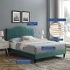 Juniper Channel Tufted Performance Velvet Full Platform Bed in Teal