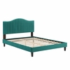 Juniper Channel Tufted Performance Velvet Full Platform Bed in Teal