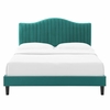 Juniper Channel Tufted Performance Velvet Full Platform Bed in Teal