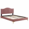 Juniper Channel Tufted Performance Velvet King Platform Bed in Dusty Rose