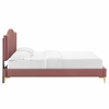 Juniper Channel Tufted Performance Velvet King Platform Bed in Dusty Rose
