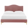 Juniper Channel Tufted Performance Velvet King Platform Bed in Dusty Rose