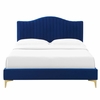 Juniper Channel Tufted Performance Velvet Queen Platform Bed in Navy