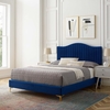 Juniper Channel Tufted Performance Velvet Queen Platform Bed in Navy