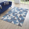 Kahula Geometric Triangle Mosaic 5x8 Area Rug in Blue/White and Gray