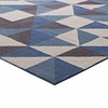 Kahula Geometric Triangle Mosaic 5x8 Area Rug in Blue/White and Gray