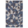 Kahula Geometric Triangle Mosaic 8x10 Area Rug in Blue/White and Gray