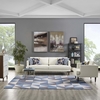 Kahula Geometric Triangle Mosaic 8x10 Area Rug in Blue/White and Gray