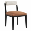 Kai Boucle and Vegan Leather Dining Chair Set of 2 in Pearl Tan Black