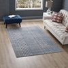 Kaja Abstract Plaid 5x8 Area Rug in Ivory/Cadet Blue and Citron