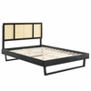 Kelsea Cane and Wood Full Platform Bed with Angular Legs in Black