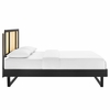 Kelsea Cane and Wood Full Platform Bed with Angular Legs in Black