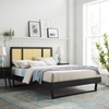 Kelsea Cane and Wood Full Platform Bed with Angular Legs in Black