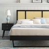 Kelsea Cane and Wood Full Platform Bed with Angular Legs in Black
