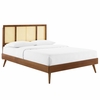 Kelsea Cane and Wood Full Platform Bed with Splayed Legs in Walnut