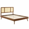 Kelsea Cane and Wood Full Platform Bed with Splayed Legs in Walnut