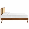 Kelsea Cane and Wood Full Platform Bed with Splayed Legs in Walnut