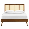 Kelsea Cane and Wood Full Platform Bed with Splayed Legs in Walnut