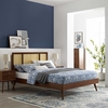 Kelsea Cane and Wood Full Platform Bed with Splayed Legs in Walnut