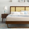 Kelsea Cane and Wood King Platform Bed with Angular Legs in Walnut
