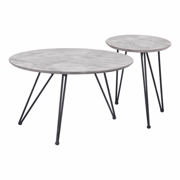 Kerris Coffee Table Set in Gray & Black