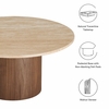 Kioni Round Travertine Coffee Table in Walnut
